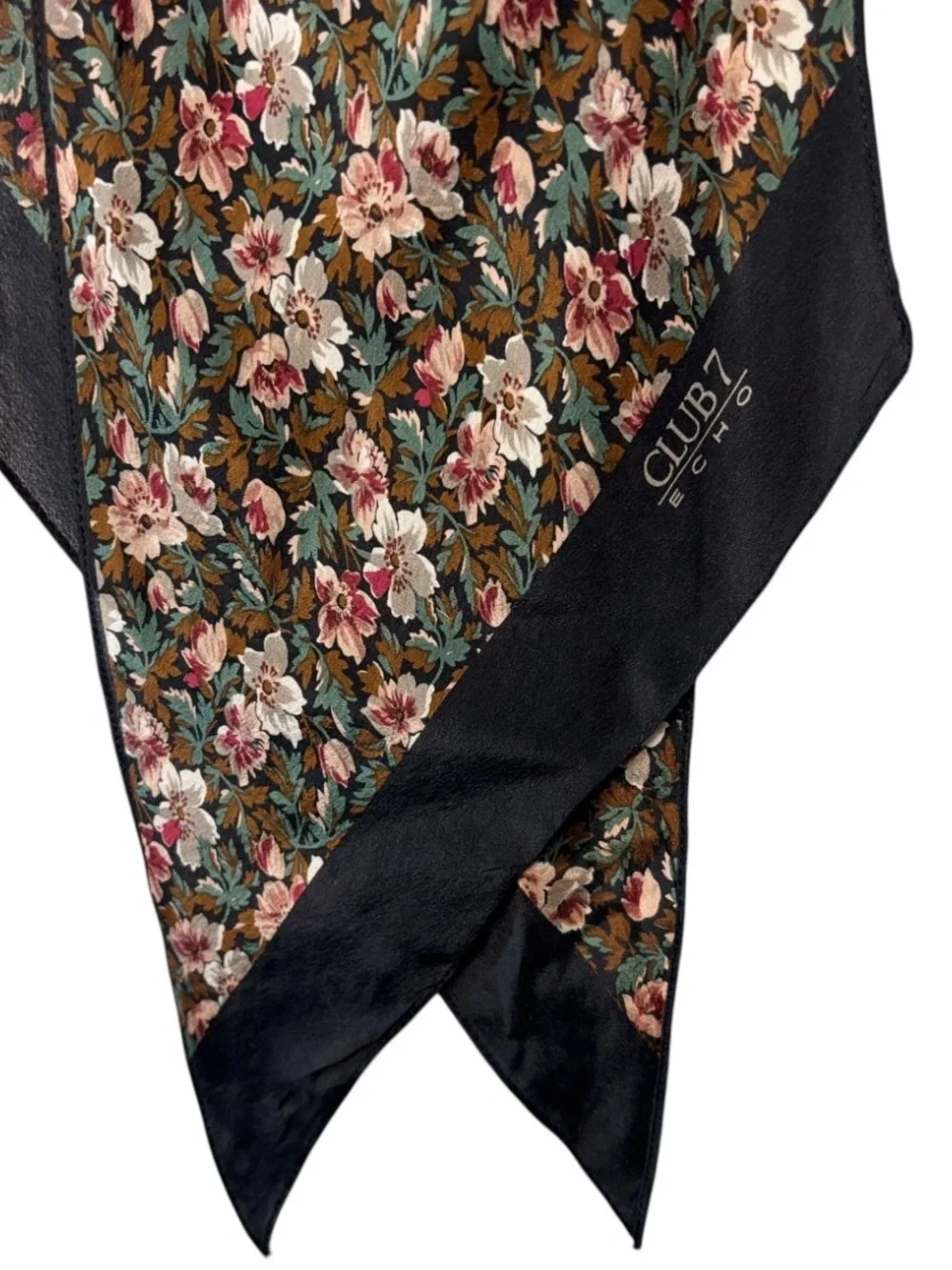 Vintage Floral Silk Feel Large Bow Hair Scarf Headband Echo Club 7